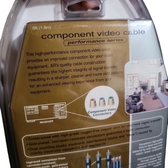 NEW AR Acoustic Research Audio Video Cables 6 ft. w Gold Plated RCA Connectors - Picture 3 of 7